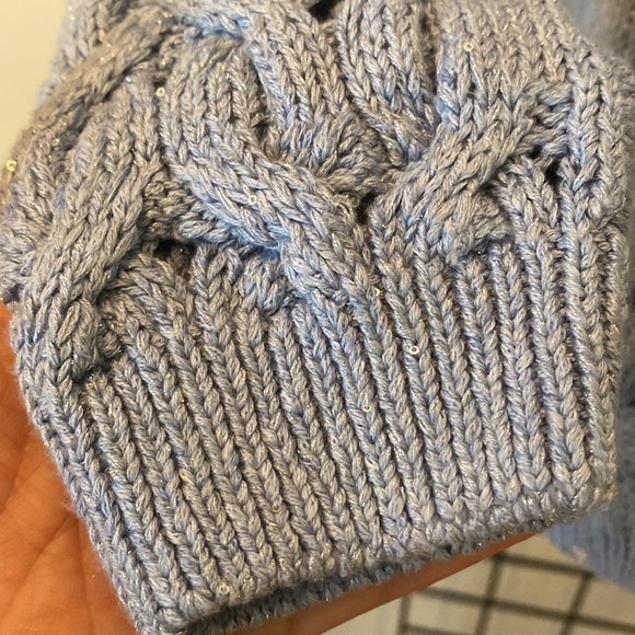 Lafayette 148 New York French Blue Open Cable Knit Crew Neck Sweater Womens Sz S - Picture 6 of 10